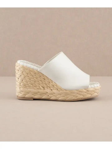 The Raina White | Espdarille Slip On Wedge