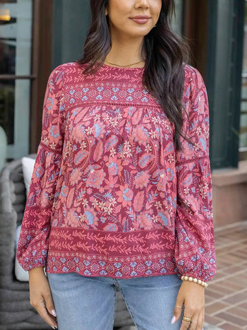 Daydream Boho Top in Wine Floral