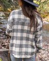 Grace & Lace Flannel Plaid Shacket Black/Ivory