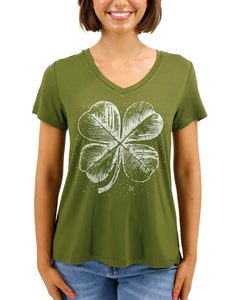 Four Leaf Clover VIP Favorite Perfect V-Neck Graphic Tee | St. Patrick’s Day Graphic Tee