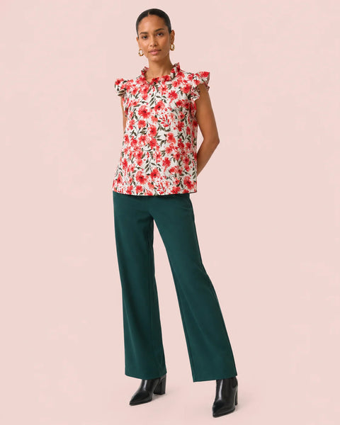 Effortless Ruffle Sleeve Top in Red Floral