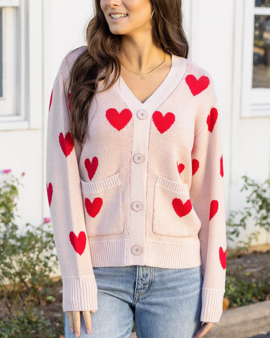 Knit Heart Cardigan in Hearts