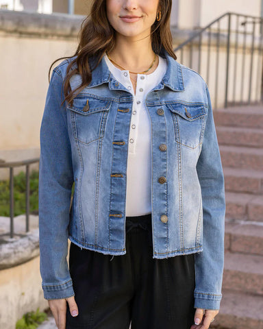 Soft Wash Denim Jacket in Mid-Wash