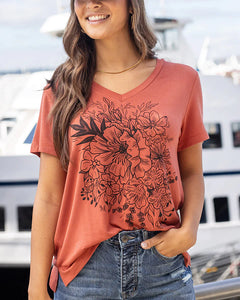 Sketched Floral Graphic Tee